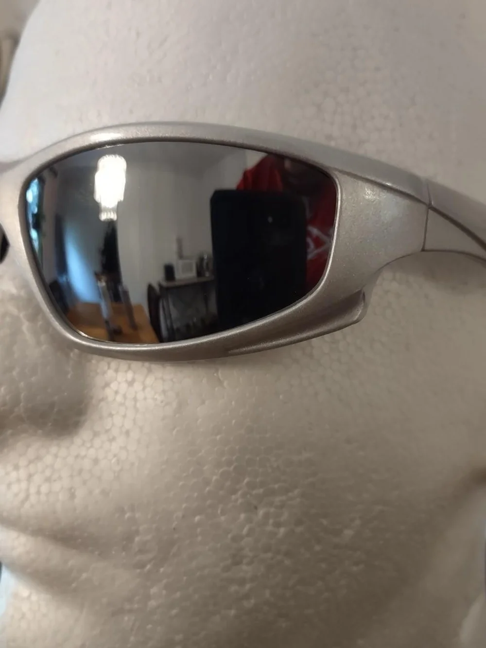 Men's Silver Frame Sunglasses with Mirrored Gray Lenses